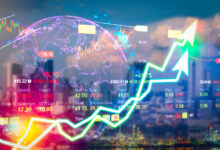 Stock market chart illustrating the Webull referral free share offer