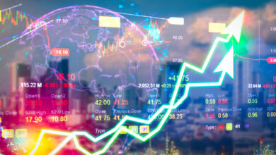 Stock market chart illustrating the Webull referral free share offer