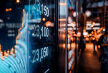 Stock ticker board representing the Webull trading platform review