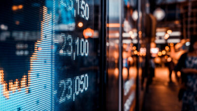 Stock ticker board representing the Webull trading platform review