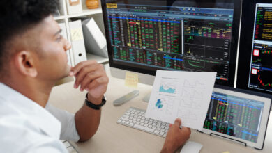 Trading event contracts on a multi screen desk setup